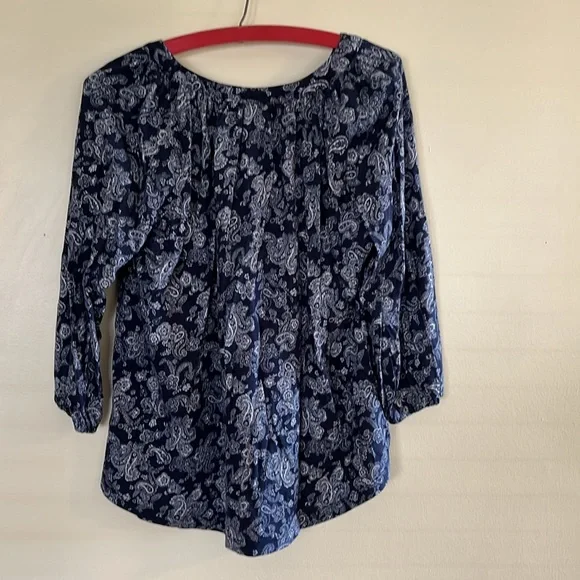 Chaps blue paisley floral tie front top - Picture 4 of 4